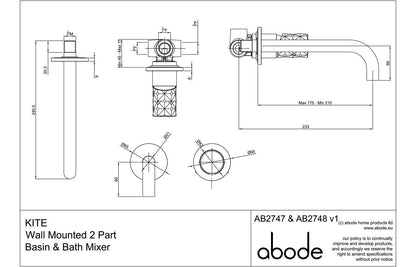 Abode Kite Wall Mounted Basin Mixer - Chrome