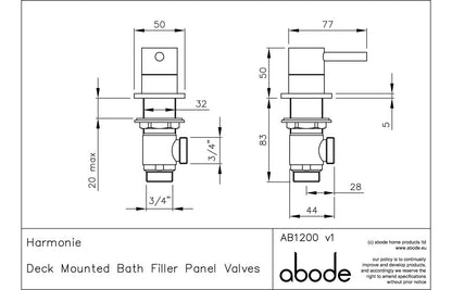 Abode Harmonie Round Bath Filler Panel Valves (Pair) - Matt Black