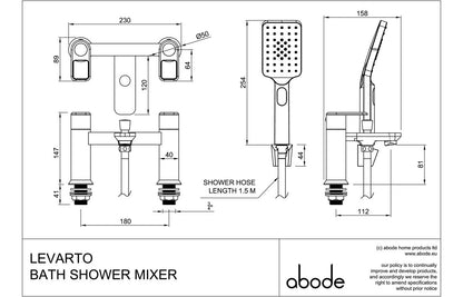 Abode Levarto Deck Mounted Bath Shower Mixer - Matt White & Brass