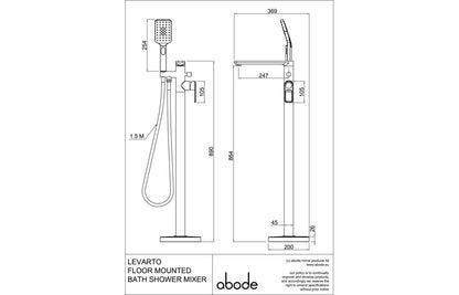 Abode Levarto Floor Standing Bath Shower Mixer - Matt Black & Brass