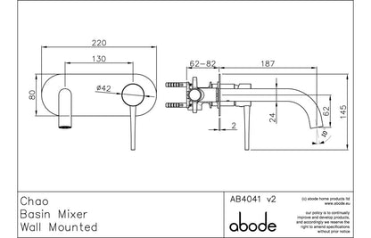 Abode Chao Wall Mounted Basin Mixer - Chrome