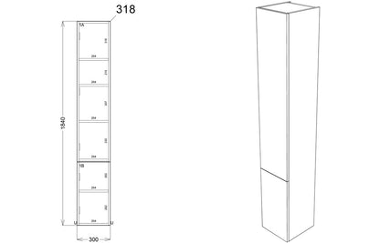 Alba 300mm 2 Door Tall Unit - Nebraska Oak