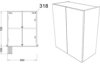 Alba 1242mm Basin & WC Unit Pack - Light Grey Gloss