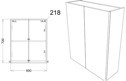 Alba 600mm Mirrored Wall Unit - Nebraska Oak