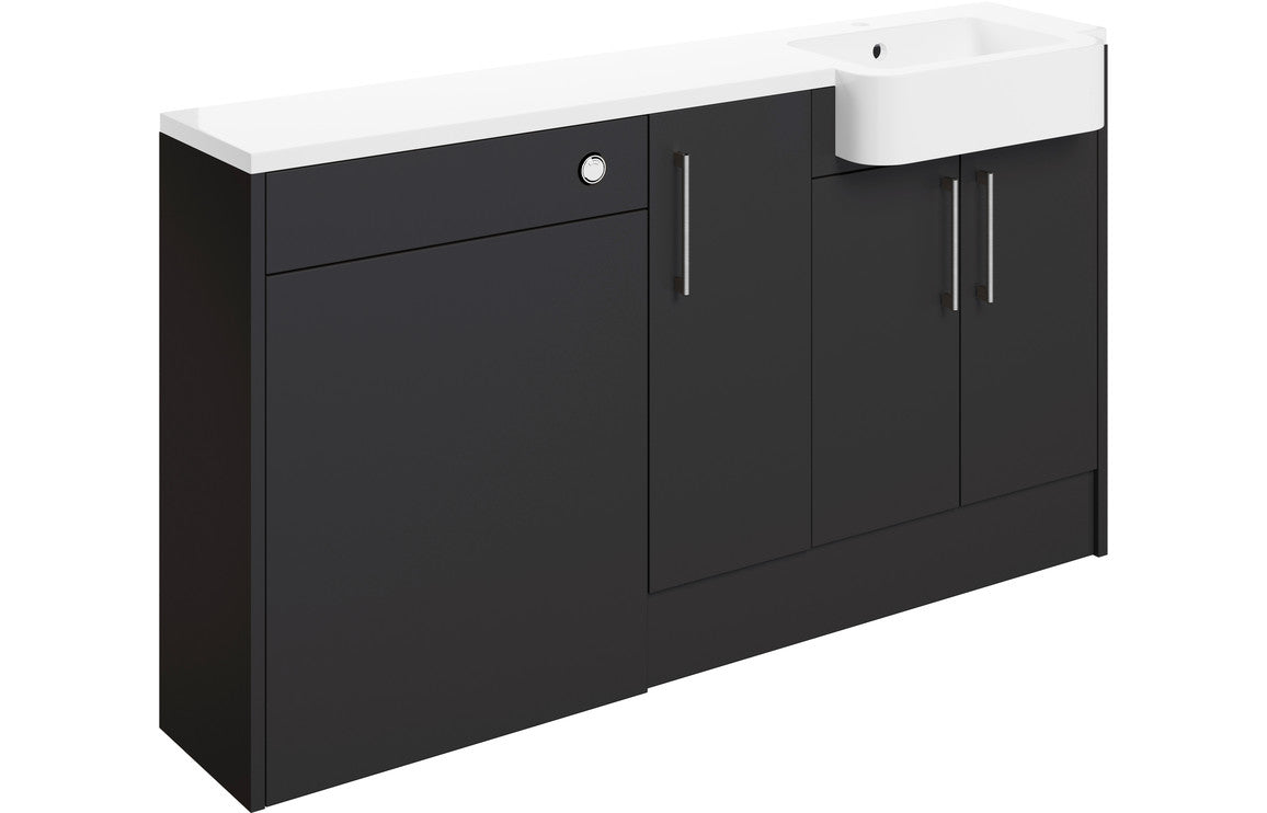 Alba 1542mm Basin, WC & 1 Door Unit Pack - Matt Graphite Grey