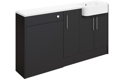 Alba 1542mm Basin, WC & 1 Door Unit Pack - Matt Graphite Grey
