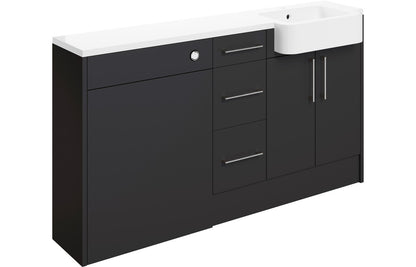 Alba 1542mm Basin, WC & 3 Drawer Unit Pack - Matt Graphite Grey