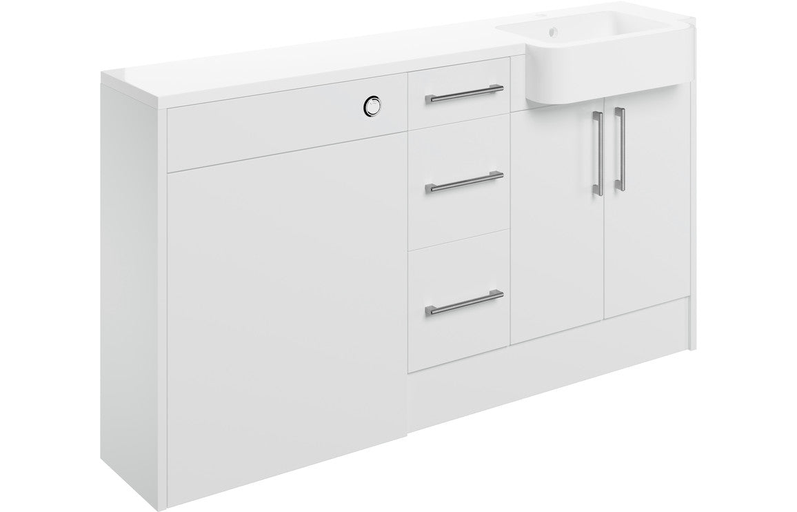 Alba 1542mm Basin, WC & 3 Drawer Unit Pack - White Gloss