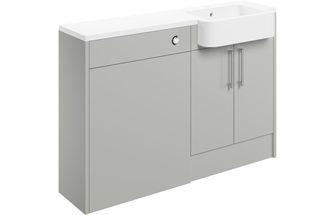 Alba 1242mm Basin & WC Unit Pack - Light Grey Gloss