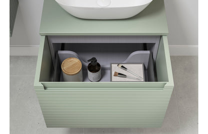 Align 815mm Wall Hung 1 Drawer Basin Unit & Basin - Matt Willow Green