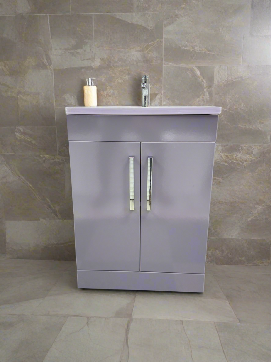 Novo 1175-60 600mm Smoke Grey 2-Door Floorstanding Vanity & Nano Glazed Ceramic Basin