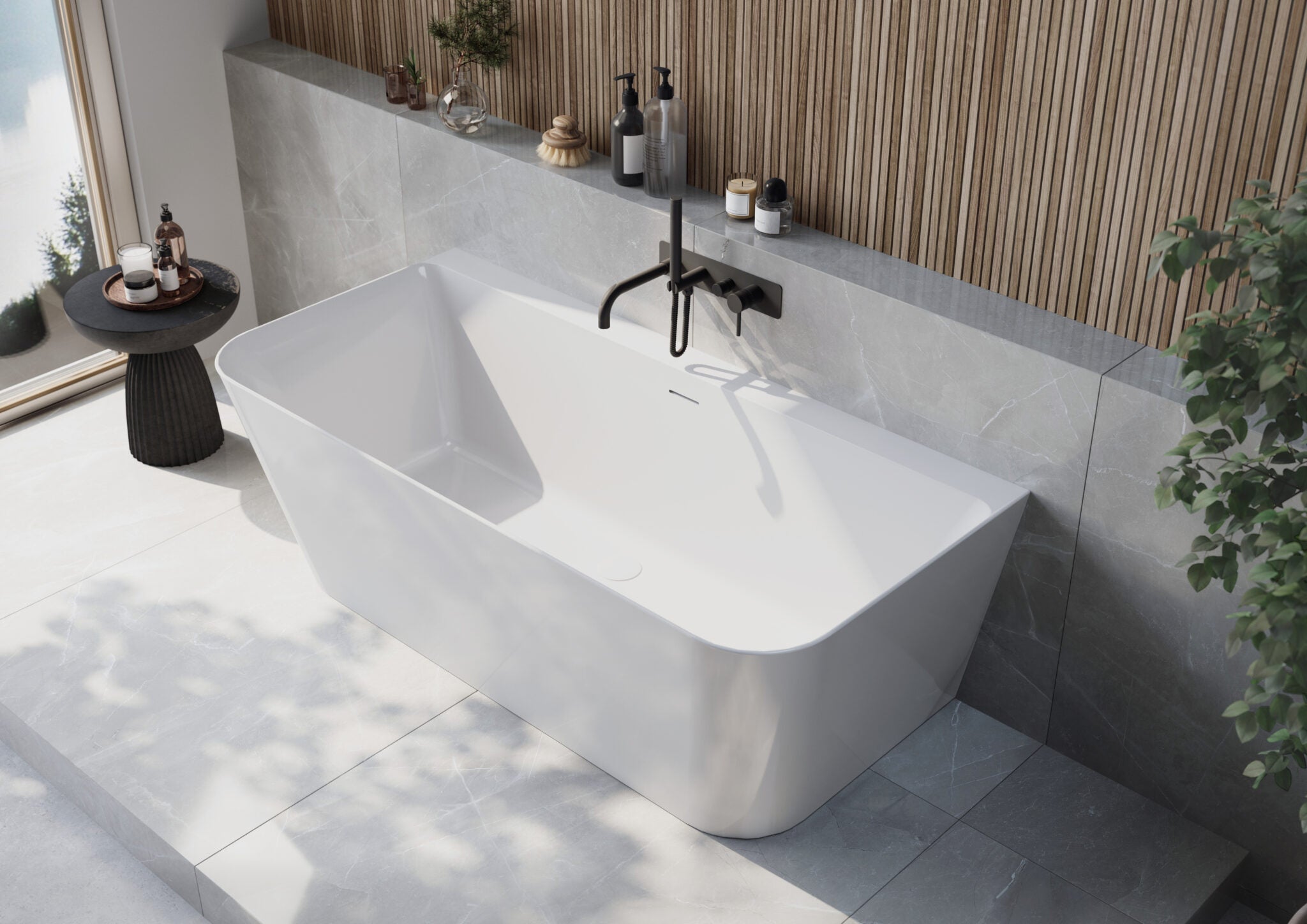 Porto Cornel Back to Wall Freestanding Designer Bath