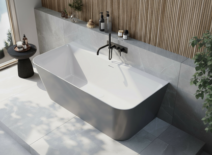 Porto Cornel Back to Wall Freestanding Designer Bath Smoke Grey