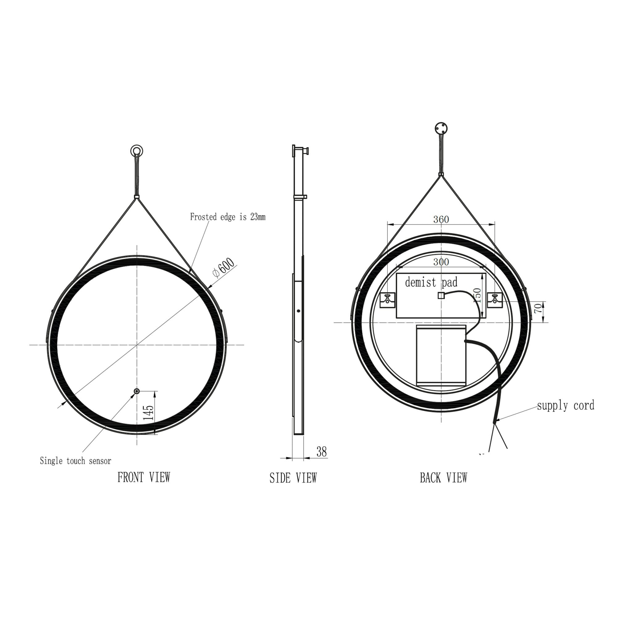 NV Round LED Hanging Mirror