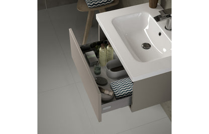 Carya 815mm 2 Drawer Floor Standing Basin Unit Inc. Basin - Latte