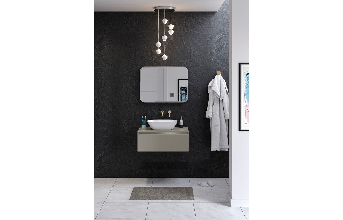 Carya 615mm 2 Drawer Floor Standing Basin Unit Inc. Basin - Latte