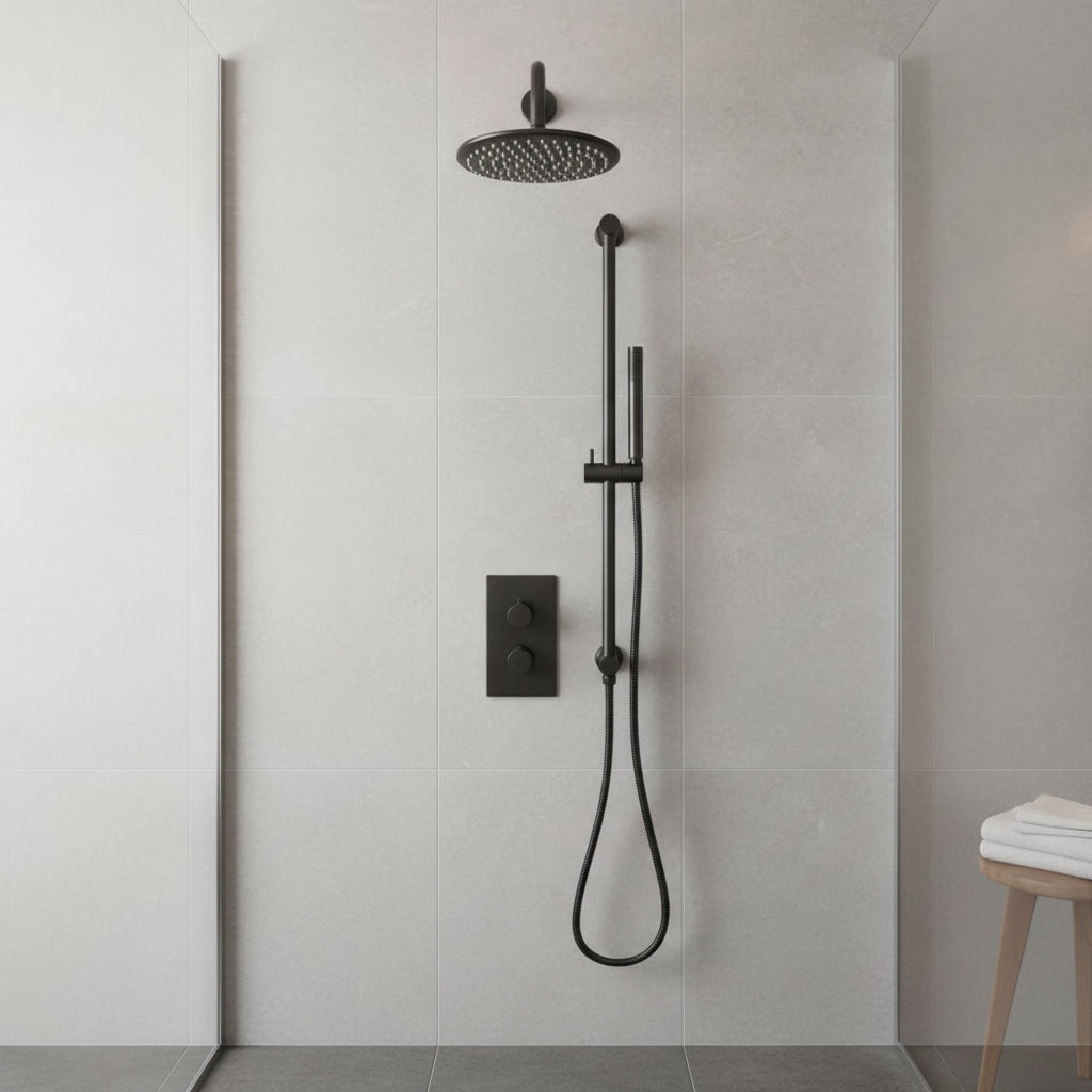 CEA Concealed Brushed Gunmetal Thermostatic Shower Pack