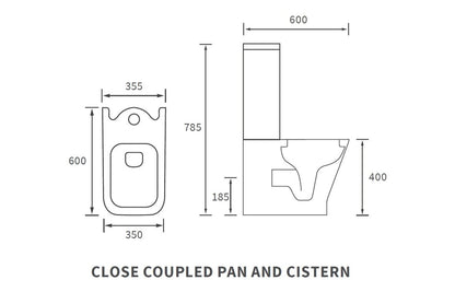 Cedarwood Short Projection Close Coupled Fully Shrouded WC & Soft Close Seat