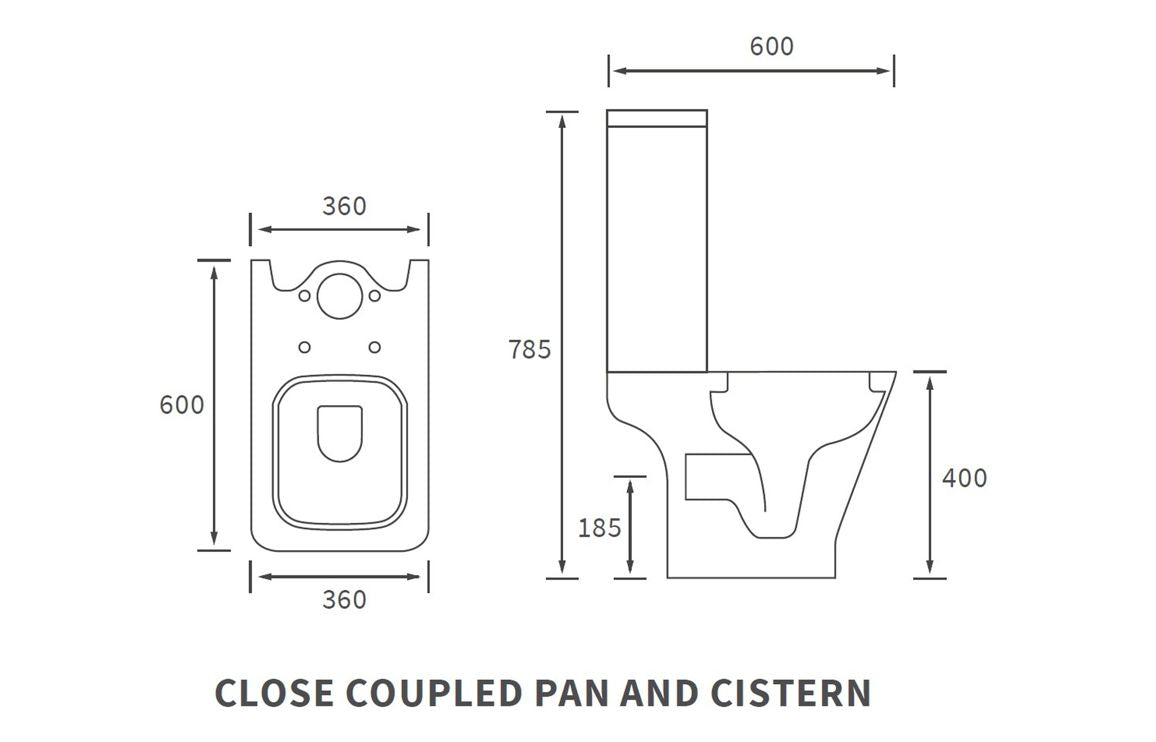 Cedawood  Short Projection Close Coupled Open Back WC & Soft Close Seat