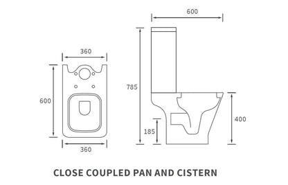 Cedawood  Short Projection Close Coupled Open Back WC & Soft Close Seat