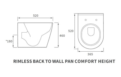 Cilantro Rimless Back To Wall Comfort Height WC & Soft Close Seat