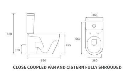 Cilantro Close Coupled Fully Shrouded WC & Soft Close Seat