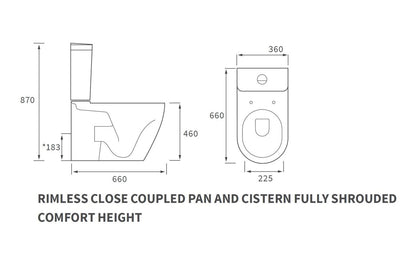 Cilantro Rimless Close Coupled Fully Shrouded Comfort Height WC & Soft Close Seat