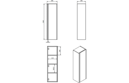 Cresta350mm Wall Hung 1 Door Tall Unit - Matt Cotton & Oak Effect