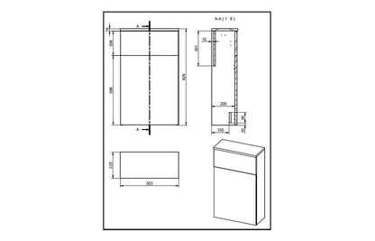 Cresta 500mm WC Unit - Matt Cotton & Oak Effect