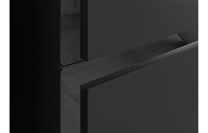 Cresta 815mm Wall Hung 2 Drawer Basin Unit & White Basin - Matt Black & Glass