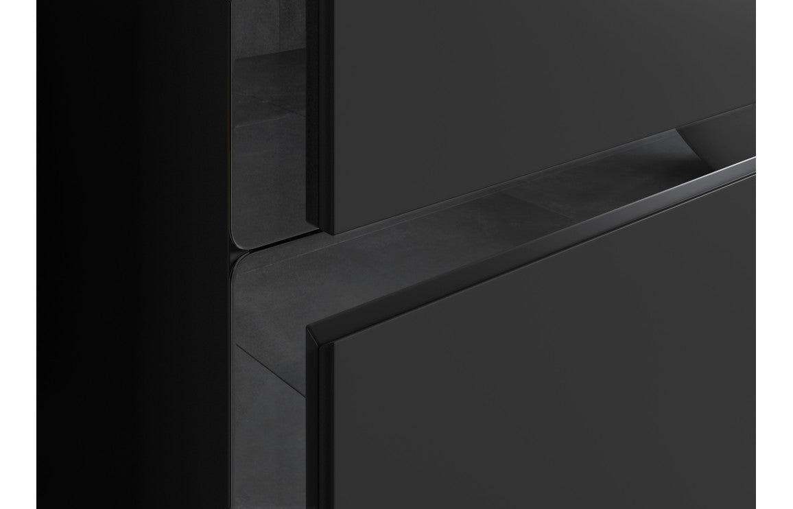 Cresta 350mm Wall Hung 1 Door Tall Unit - Matt Black & Glass