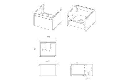 Costline 500mm Wall Hung 1 Drawer Basin Unit & Basin - Matt Latte