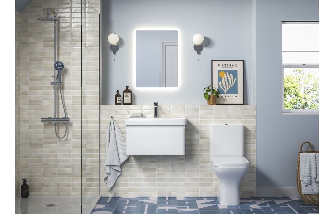Costline  500mm Wall Hung 1 Drawer Basin Unit & Basin - Matt White