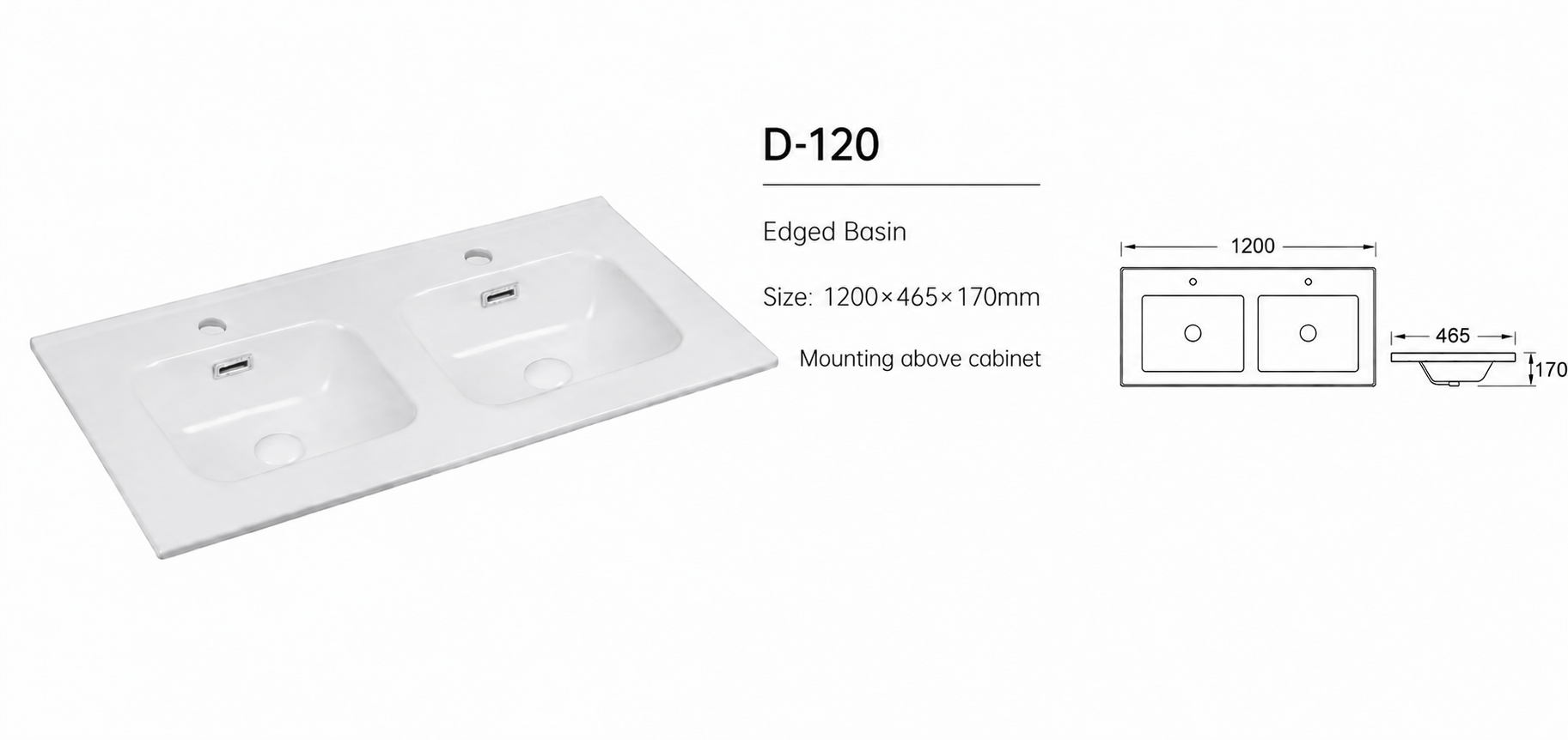 D-120 1200mm Grey Gloss 4 Draw Wall Hung Bathroom Vanity unit with WoodenFrame Inc Double Ceramic Basin