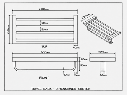 Novo Double Towel Rail with Towel Rack Brushed Bronze
