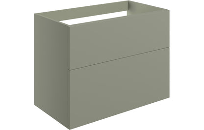 NEST 790mm Wall Hung 2 Drawer Basin Unit (No Top) - Matt Olive Green