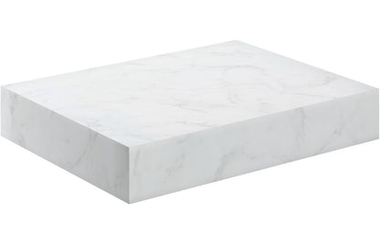 Nature 600mm Wall Hung White Marble Basin Shelf & Bottle Trap