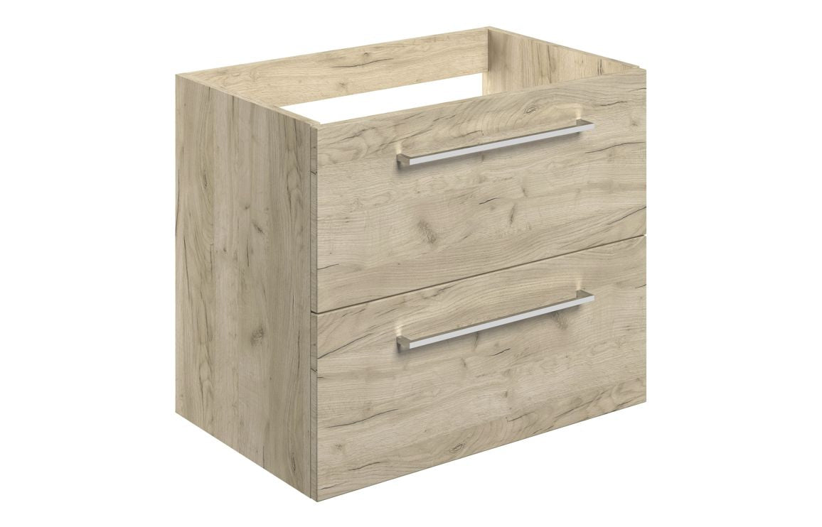 Volta 590mm Wall Hung 2 Drawer Basin Unit (No Top) - Oak