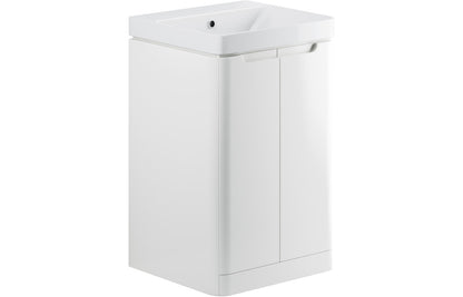 Lambi 500mm 2 Door Floor Standing Cloakroom Basin Unit - White Gloss