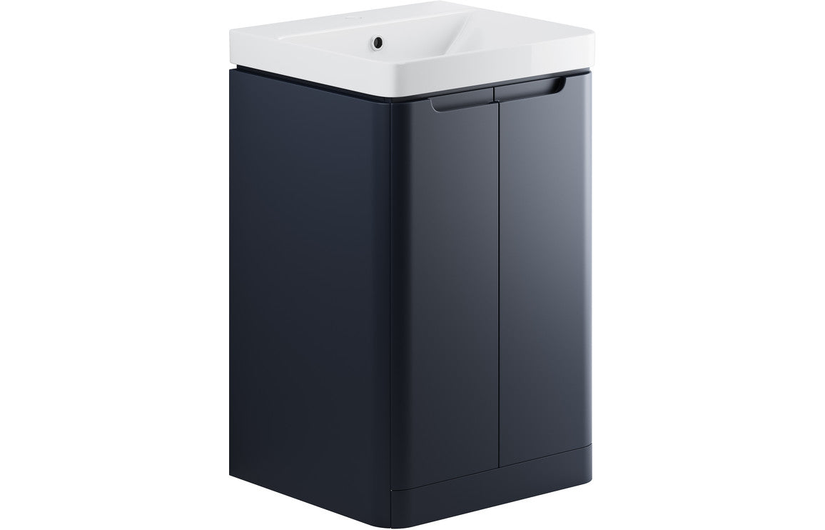 Lambi 500mm 2 Door Floor Standing Cloakroom Basin Unit - Matt Indigo