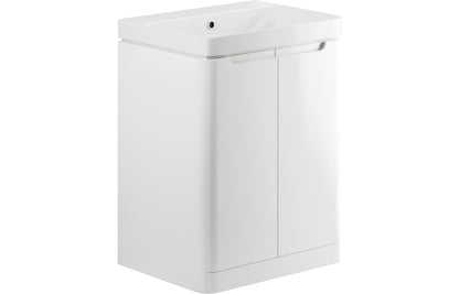 Lambi 600mm 2 Door Floor Standing Basin Unit - White Gloss