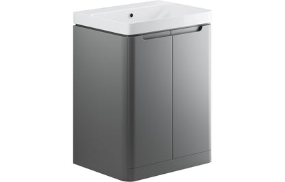 Lambi 600mm 2 Door Floor Standing Basin Unit - Matt Grey