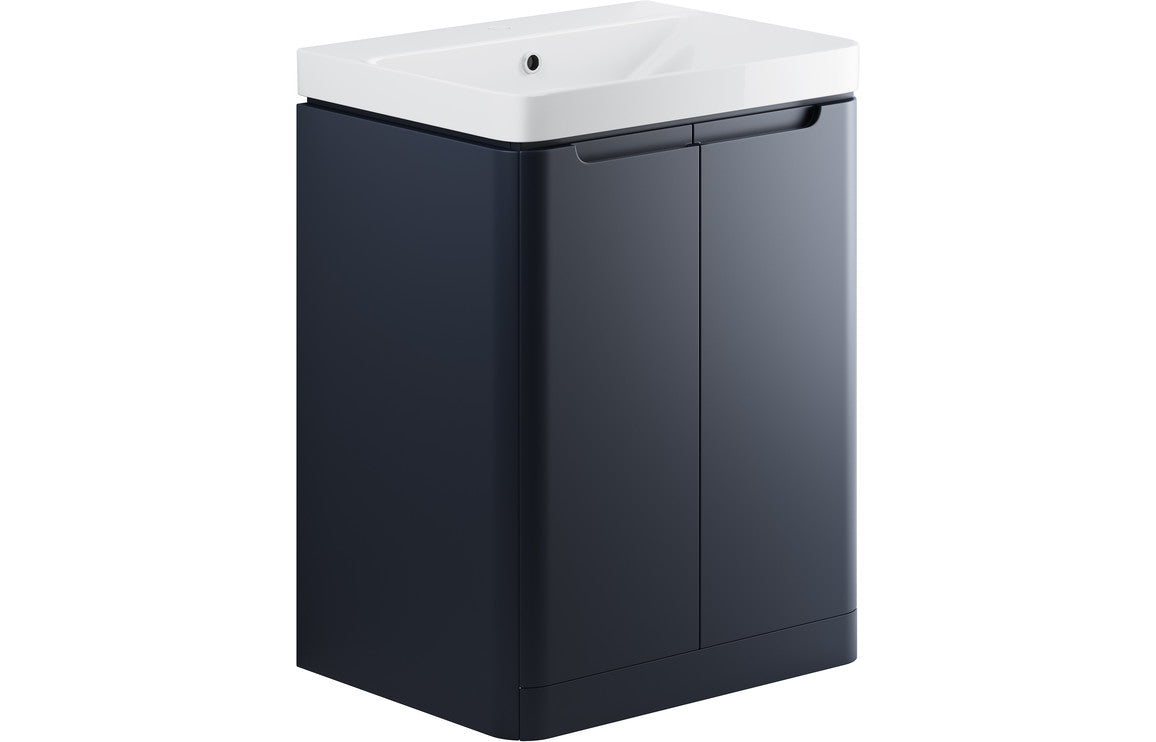 Lambi 600mm 2 Door Floor Standing Basin Unit - Matt Indigo