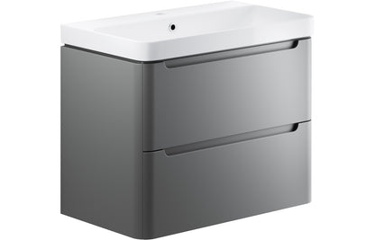 Lambi 800mm 2 Drawer Wall Hung Basin Unit - Matt Grey