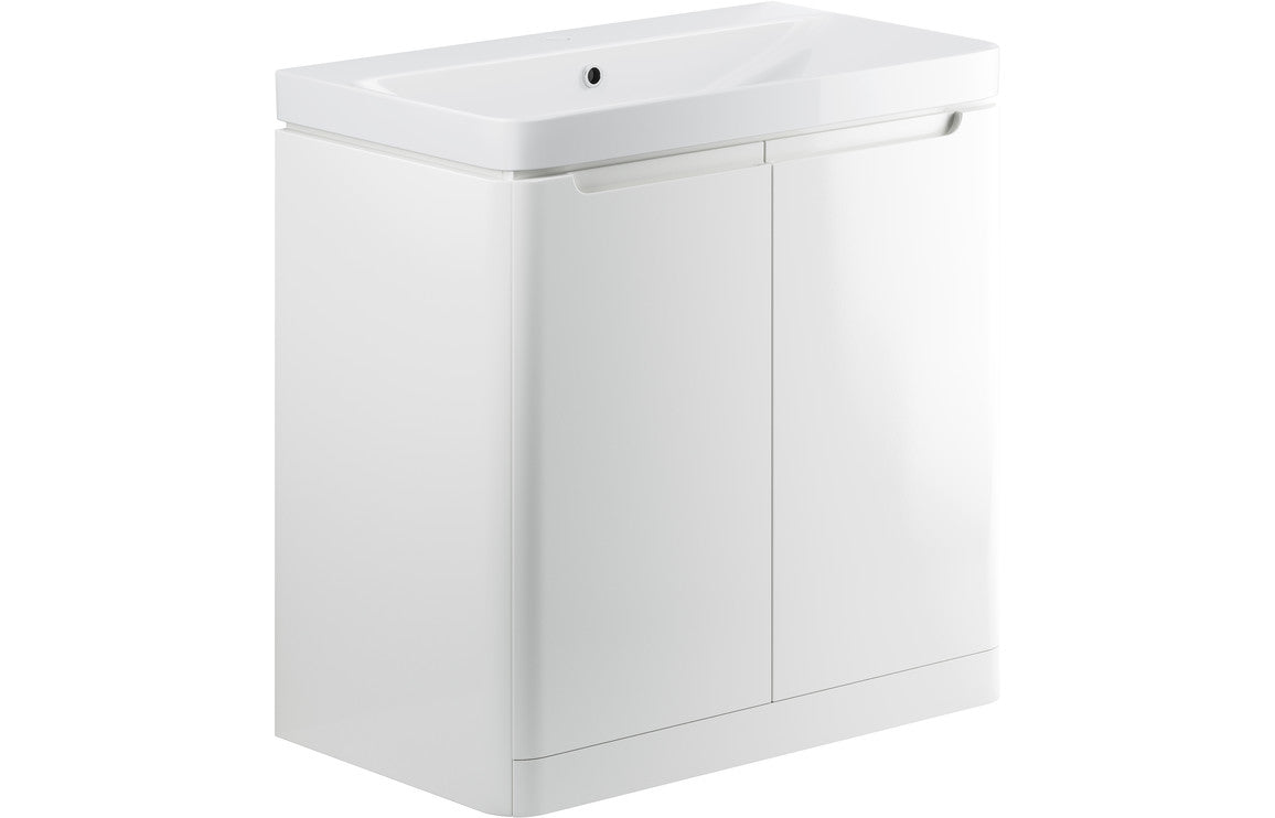 Lambi 800mm 2 Door Floor Standing Basin Unit - White Gloss