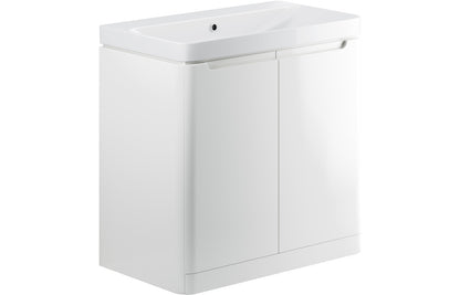 Lambi 800mm 2 Door Floor Standing Basin Unit - White Gloss