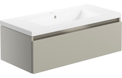 Carya 815mm 1 Drawer Wall Hung Basin Unit Inc. Basin - Latte