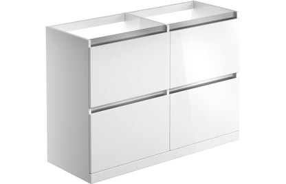 Carya 1200mm Floor Standing Basin Unit Run (No Top) - White Gloss