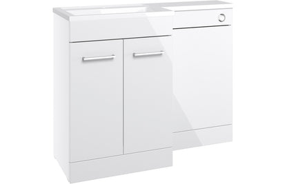 VINOS 1100mm Floor Standing L-Shape Pack & Basin - White Gloss
