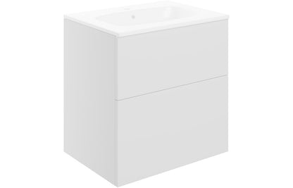 NEST 610mm Wall Hung 2 Drawer Basin Unit & Basin - Matt White